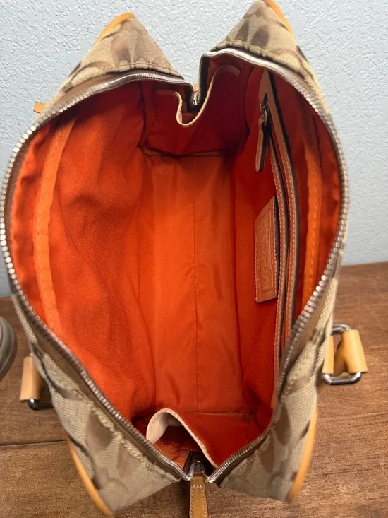 Y2K Coach Brown and Tan Signature Canvas Shoulder Bag with Wallet - Picture 10 of 17